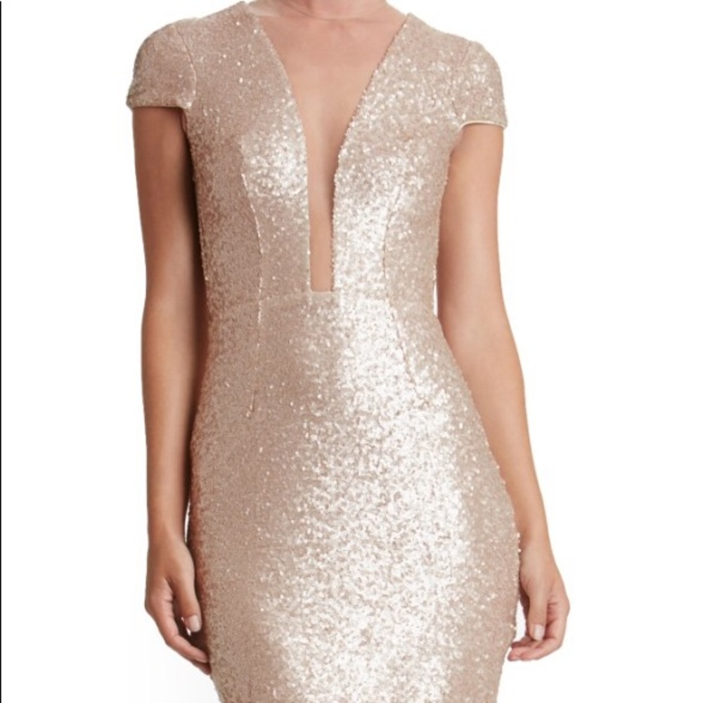 Dress The Population Gold Sequin Dress